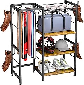 Baseball Bat Holder,Standing Bat Holder,Multifunctional Storage Bat Rack,Baseball Bat Wall Mount Upgraded Large Baseball Bat Holder Can Storage for Baseball Bats,Baseballs,Helmets etc.
