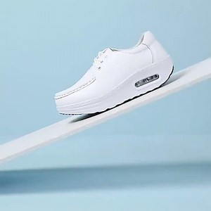 Women's plain lace up nursing rocker bottom shoe sneakers