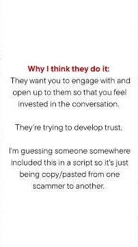 Some Red Flags you might be talking to a spammer