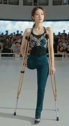 One-legged woman #amputeewoman #ai video #shd