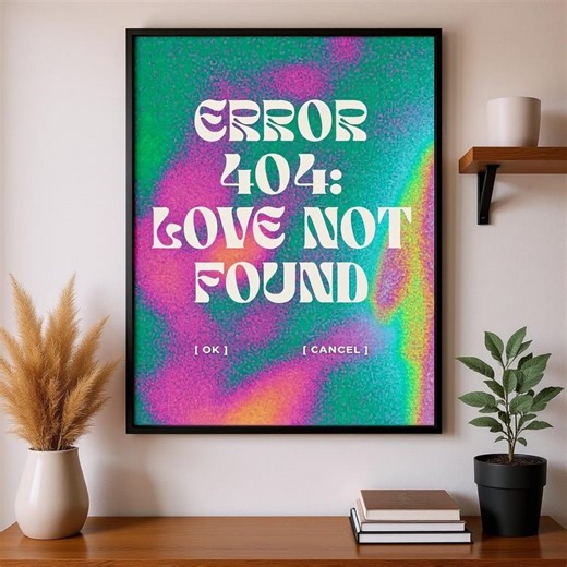 Retro Windows 95 Error Art, 404 Love Not Found, Tech Office Decor (digital Download) - Etsy Canada