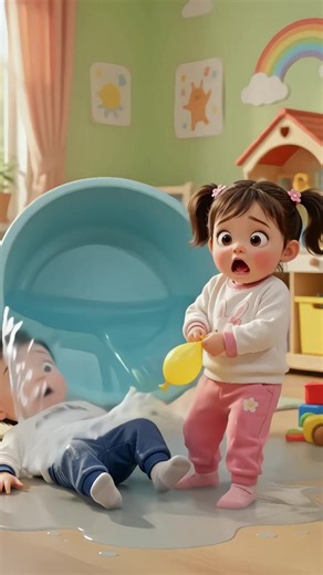 😂 Double Trouble! Two Naughty Toddlers vs. Water Balloons 💦🎈 Unexpected splashes, funny accidents, and a playroom turned into a mini swimming pool! 🤣🍼 #cartoom #short #viral ##foryou #fyp