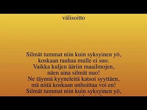Silmät tummat kuin syksyinen yö