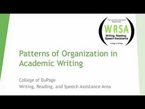 Patterns of Organization in Academic Writing