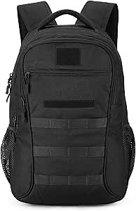 CamGo 15L Mini Backpack for Men Small Tactical Hiking Daypack Molle Gear Rucksack for Survival Camping Bag with Patch, Black