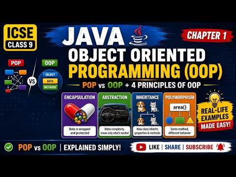 ICSE Class 9 Computer Applications | Object Oriented Programming (OOP) Explained | Java Chapter 1