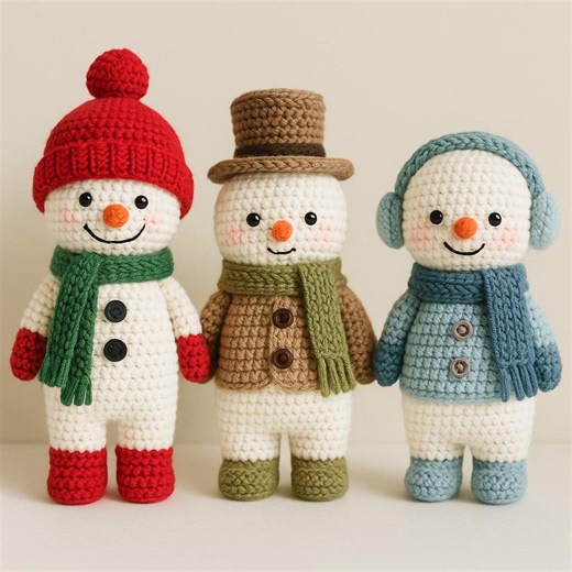 Snowman Trio Amigurumi Patterns: Christmas Winter Decor (PDF) - Etsy