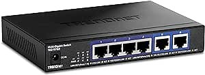 TRENDnet 6-Port 10G Switch, 4 x 2.5G RJ-45 Base-T Ports, 2 x 10G RJ-45 Ports, 60Gbps Switching Capacity, Wall Mountable, 10 Gigabit Network Connections, Lifetime Protection, Black, TEG-S762