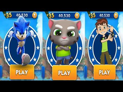 Sonic Dash vs Talking Tom Gold Run vs Ben 10 Up To Speed - Movie Sonic vs All Bosses Zazz Eggman