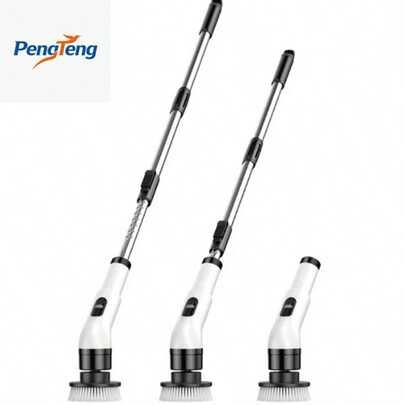 1 Wireless Electric Rotary Cleaner - USB Charging, 7 Replaceable Brush Heads, Dual Speed, Detachable Telescopic Handle, Battery Level Indicator, Suitable For Kitchen/Living Room/Bathroom Cleaning, Lithium Battery Power Supply, Seven In One Household Cleaning Product | SHEIN