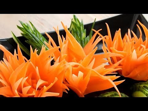 Handmade Carrot Flower | Vegetable Carving Garnish | Food Decoration | Party Garnishing