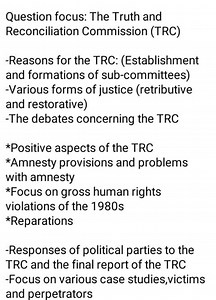 Question focus: The Truth and Reconciliation Commission (TRC)... | Filo