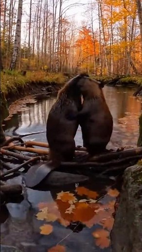 A Beaver Building a Dam in a Forest Stream | Time-Lapse