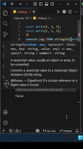 JavaScript Interview Trap 😱 | Are These Arrays Really Equal?