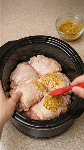 🍗✨ Slow Cooker Honey Mustard Chicken (3 Ingredients) #chickenrecipes