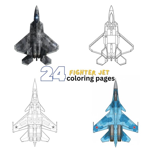 24 Fighter Jet Coloring Pages - Etsy