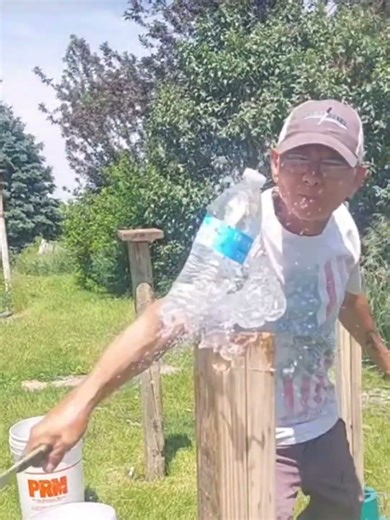 WATER BOTTLE SLICE WITH MY CUSTOM MADE THROWING CLEAVER