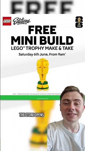 @Smyths Toys Superstores is hosting a FREE LEGO Mini Build event of a mini LEGO World Cup Trophy!