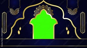 animated luxury islamic background , muslim mosque , islamic design video template for the Holy Quran , 4K green screen Loop Animation