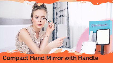 Handheld Mirror, 2pcs Hand Mirror with Handle, Travel Cosmetic Mirror Portable Mirror for Shaving Makeup Salon, Compact Mirror Size - 6.3 x 3.5 inch