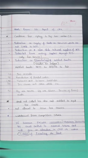 CA inter # gst# composition scheme short notes # hand written notes ###studymotivation