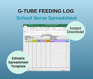 School Nurse G-tube Feeding Log: Editable Excel Spreadsheet (digital Download) - Etsy