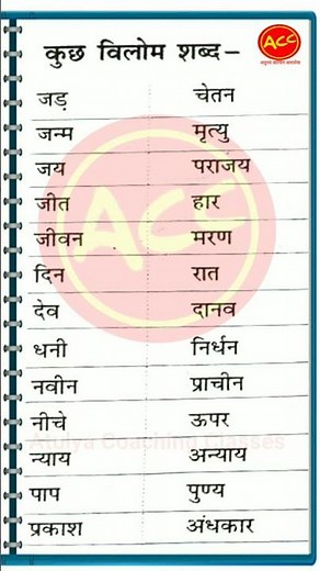 Vilom shabd | Hindi vyakaran video | Hindi Grammar | Viruddharthi shabd | viruddh shabd | ulta shabd