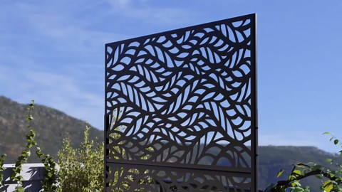 Metal Outdoor Privacy Screen, Freestanding Outdoor Divider Decorative Privacy Fence Screen,Outdoor Decorative Privacy Screens & Panels, 72" H×47" W (Black-Lines)