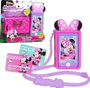 Disney Junior Minnie Mouse Chat with Me Pretend Play Cell Phone Set, Lights and Sounds, Kids Toys for Ages 3 Up by Just Play