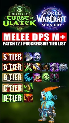 🚨 12.1 META SHIFT! Melee DPS UPDATED Tier List [August 25th Tuning] #shorts #wowmidnight #tierlist