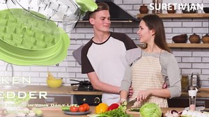 Chicken Shredder Large Chicken Breast Shredder Tool Twist with Brush&Fork, Visible Meat Shredder Machine, Anti-Slip Strip, Ergonomic Handle, BPA Free, Pork Beef Chicken(Matcha)