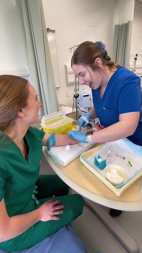 butterfly venipuncture lab 🦋 venipuncture is a super important skill for Nuclear Medicine, and something you get to practice very early on as a student #nuclearmedicine #nucmed #nuclearmedicinetechnologist #radiology #radtech #student #healthscience #healthsciencestudent #venipuncture #butterfly #canada #bcit #burnabybc