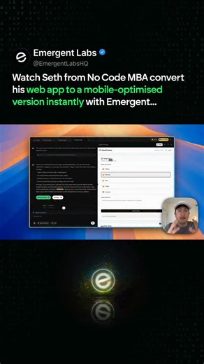 Emergent | Building separately for web & mobile? Stop. Watch Seth from No Code MBA convert his mood tracker web app to a mobile-optimised version... | Instagram