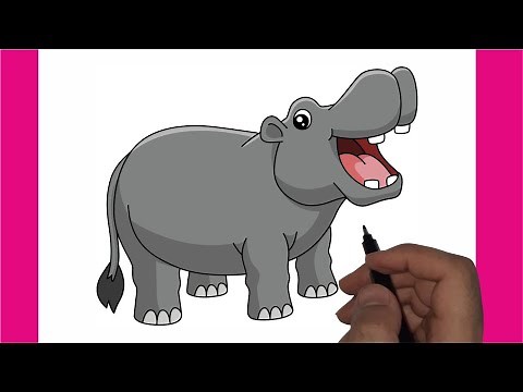 How to Draw a Hippo ( Hippopotamus ) Easy Step by Step