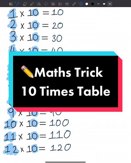 ✏️Maths Trick for the 10 Times Table #maths #mathstrick #mathshelptiktoks #mathshelp #multipplication #multiplication #mathsteacher #viralvideo #tiktok #fyp #foryoypage