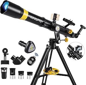 Telescope with Digital Eyepiece - Astronomy Refracting Telescope 90mm Aperture 900mm.For Beginners,Kids and Professionals, Vertisteel Altazimuth Mount, Powerful and Compact.Perfect for Observing Black