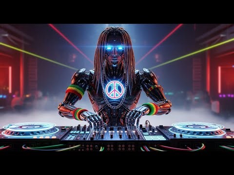 “Futuristic Robot DJ | Hypnotic Cyberpunk Beats & Massive Sound Console