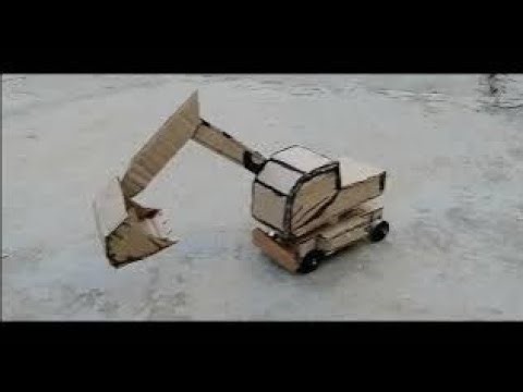 DIY Making mini excavator with cardboard