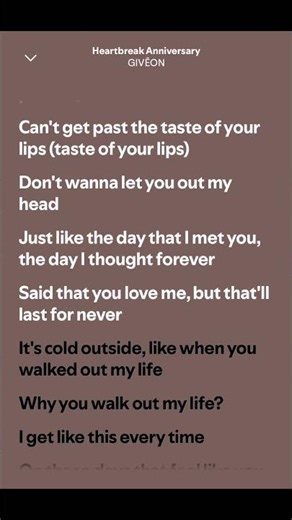 Heartbreak Anniversary Lyrics 💜🤌🏻 | #heartbreakanniversary #lyrics #englishsong #trending #like