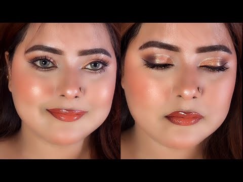 STEP BY STEP MAKEUP TUTORIAL FOR BEGINNERS |Glitter eye makeup tutorial |subscriber ke request pe