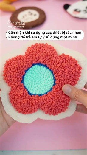 Coasters cost tens of millions - Embroidered coasters from punched needle wool - DIY/Handmade