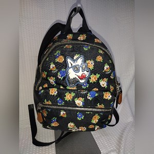 Coach Mini Charlie Tea Rose Floral Print Nylon Backpack 57636