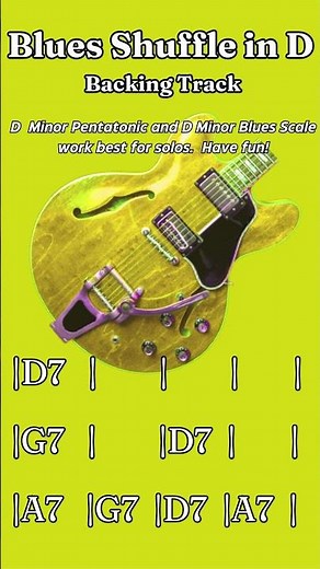 Blues Shuffle in D - Guitar Backing Track Jam - Medium Tempo #bluesbackingtrack