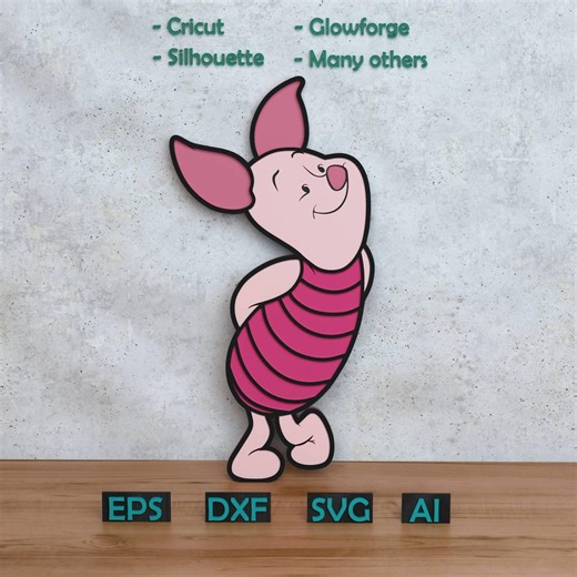 Cartoon Piggy Shadow Box SVG, Winnie Layered Design for Cricut X-tool Glowforge (digital Download) - Etsy