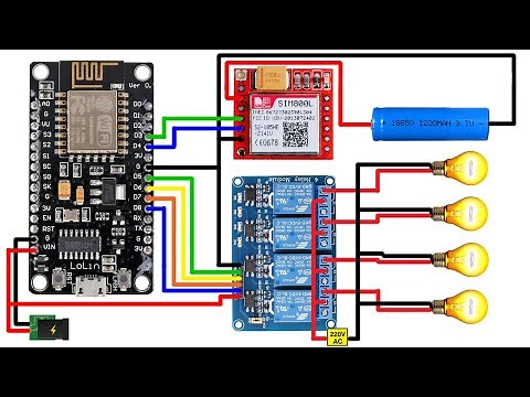 NodeMCU ESP8266 Blynk IOT with SIM800L using Blynk App and SMS