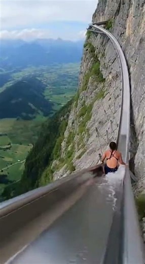 Cliff Slide On A Steep Descent, Then Quick Turn And Sliding Up At Incredible Speeed🔥#slide