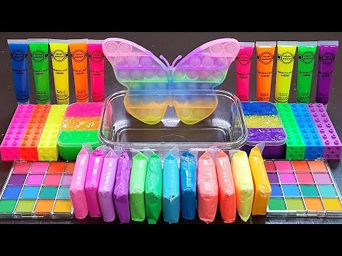 Neon Butterfly Slime Mixing Random Into Slime! Satisfying Slime Video ASMR