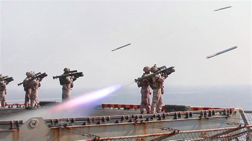 US Marines launching super-advanced missiles from aircraft carrier