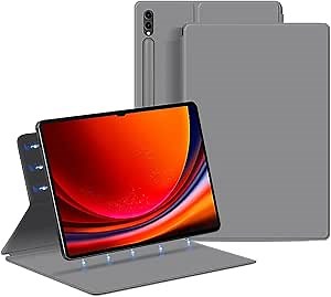 Magnetic Case for 2024 Samsung Galaxy Tab S10 Ultra/Tab S9 Ultra 14.6 Inch, Protective Cover for 2024 Samsung Tablet S10 Ultra 14.6" with S Pen Holder, Slim Lightweight,Grey