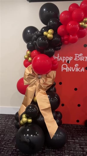 A Minnie Mouse Birthday ❤️🖤 #balloonartist #balloons #minniemouse #minniemouseparty #minniemousedecor